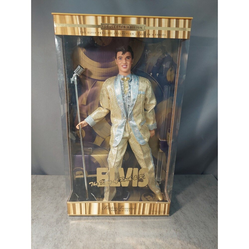 2001 Elvis King Of Rock & Roll Timeless Treasures Mattel 53869 Gold Outfit OIB